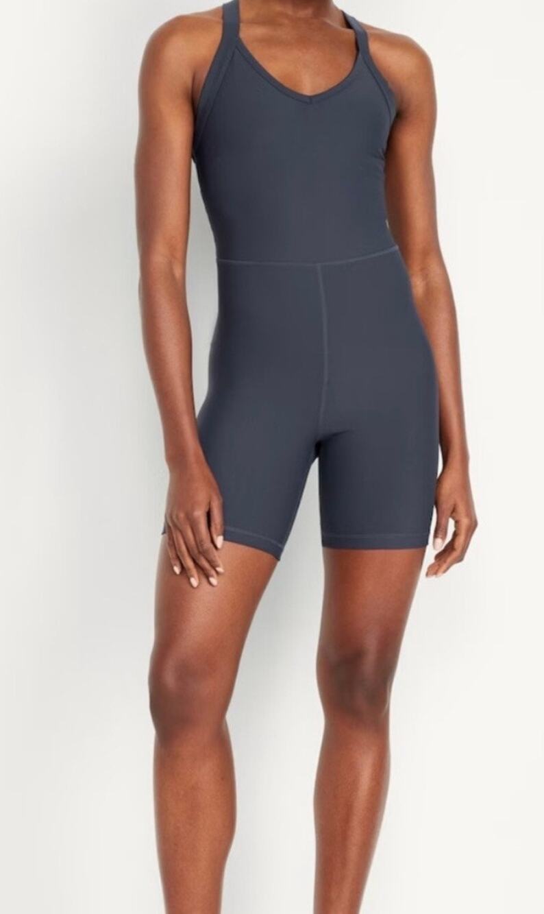 Old Navy Active Powersoft Romper‎ Sz L Go Dry Black Athletic Workout